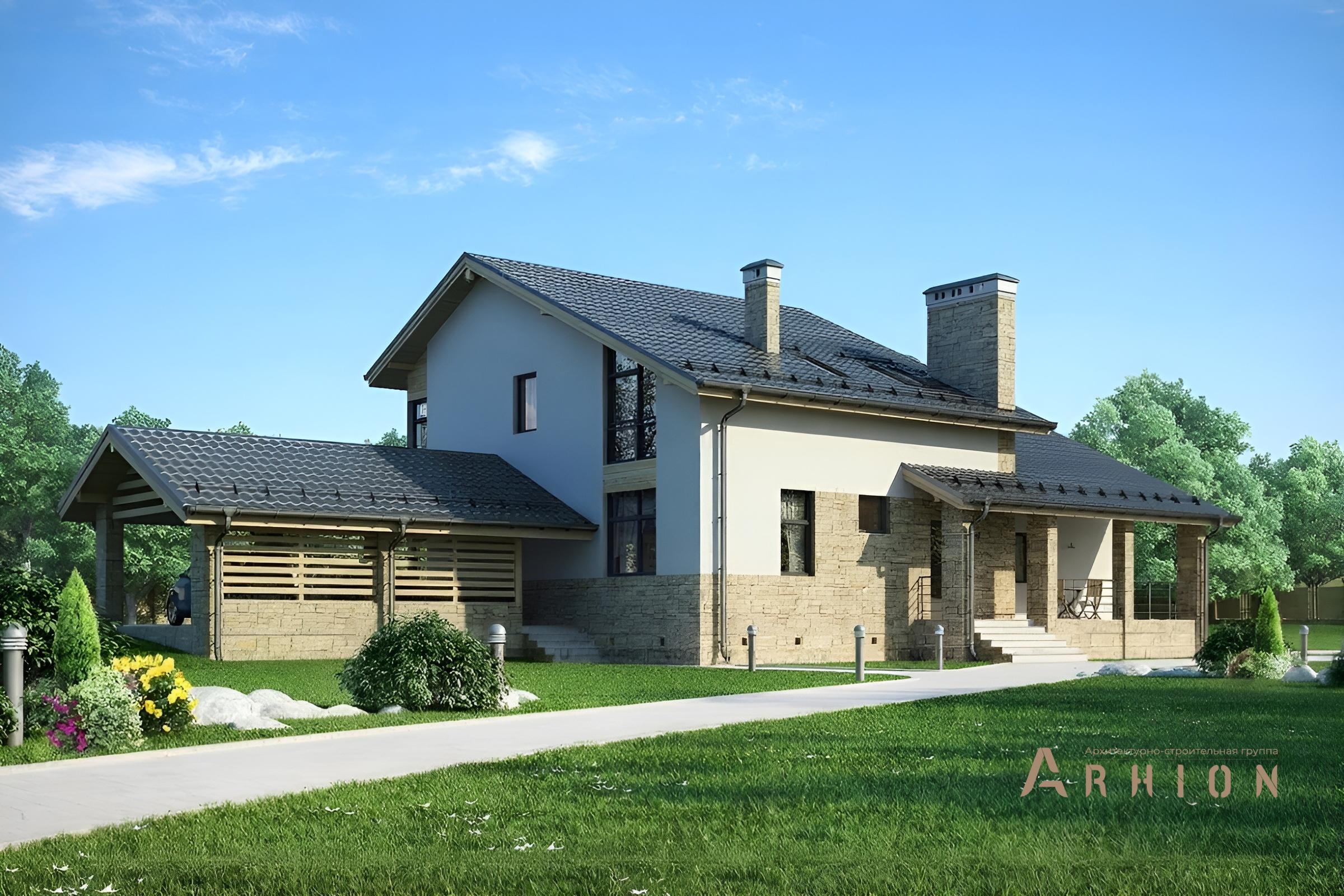 4. Проект одноэтажного дома в альпийском стиле с двускатной кровлей, cp-80-22, площадью - 232 кв c мансардой